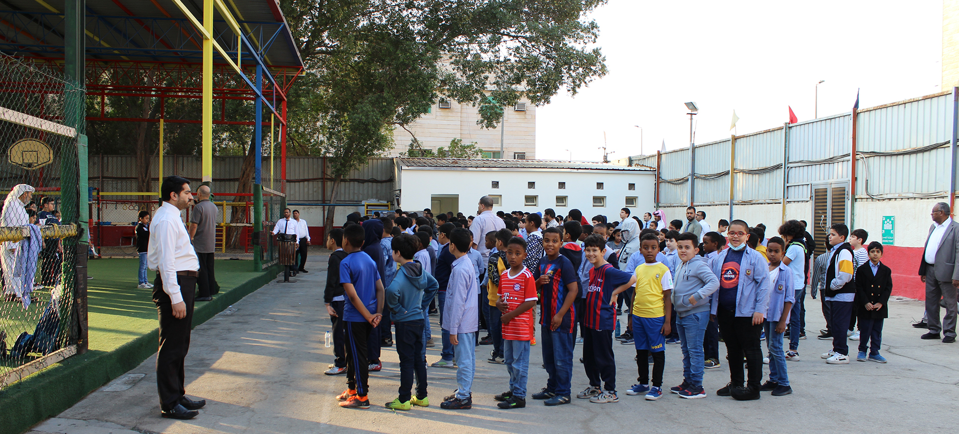 Students Standing in Morning Assembly